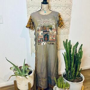 Unique vintage patchwork dress with embroidery and mirror sequin boho whimsy